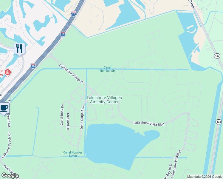 map of restaurants, bars, coffee shops, grocery stores, and more near 2089 Lakeshore Boulevard South in Slidell