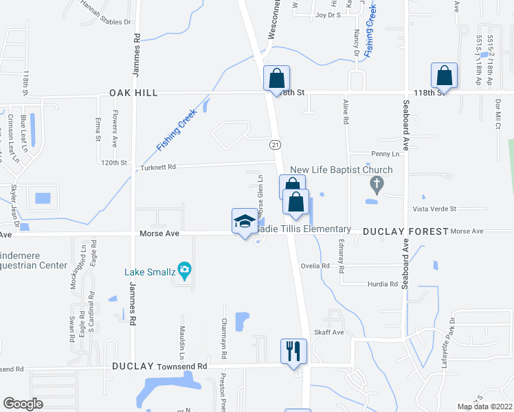 map of restaurants, bars, coffee shops, grocery stores, and more near 6724 Morse Glen Lane in Jacksonville