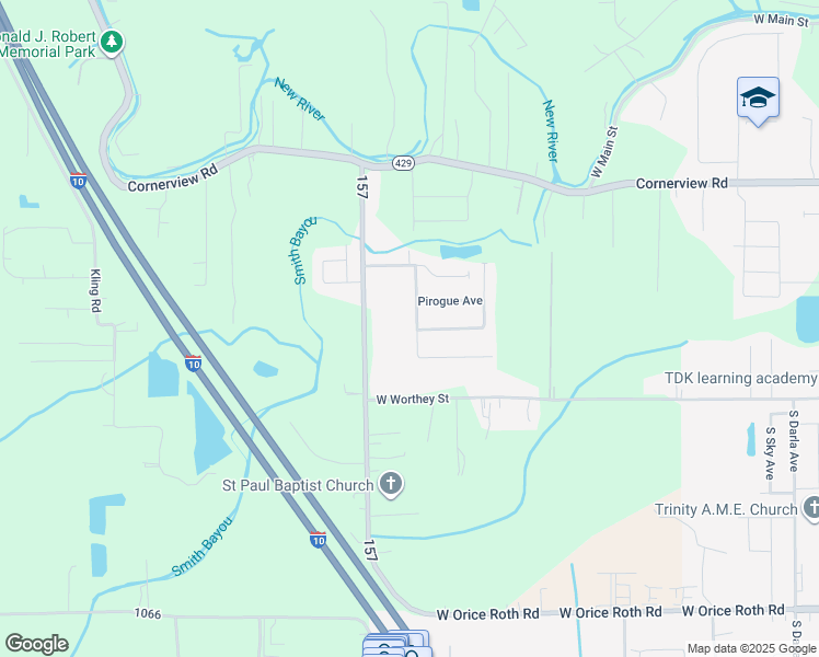 map of restaurants, bars, coffee shops, grocery stores, and more near 11089 South Bayou View Drive in Gonzales