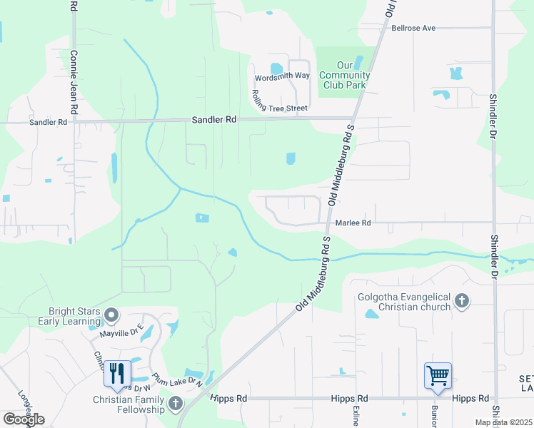 map of restaurants, bars, coffee shops, grocery stores, and more near 9334 Whisper Glen Drive in Jacksonville