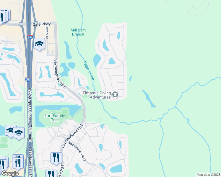 map of restaurants, bars, coffee shops, grocery stores, and more near 7992 Hampton Park Boulevard in Jacksonville