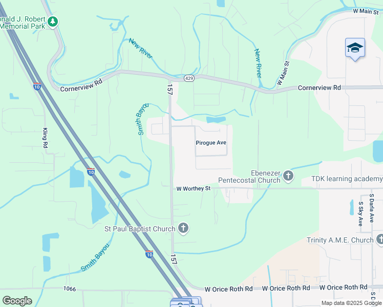 map of restaurants, bars, coffee shops, grocery stores, and more near 11089 South Bayou View Drive in Gonzales