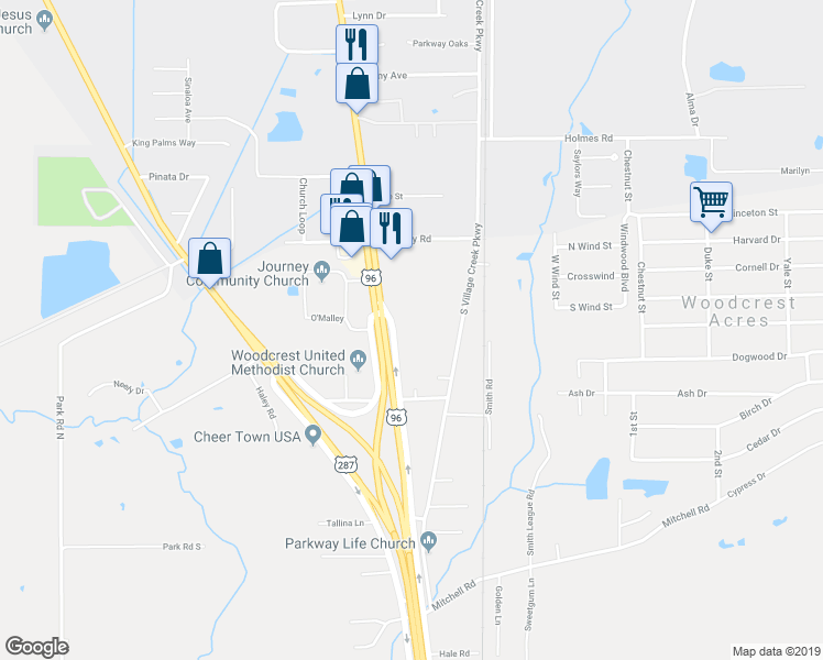 map of restaurants, bars, coffee shops, grocery stores, and more near 1555 U.S. 96 in Lumberton