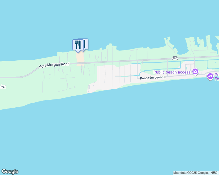 map of restaurants, bars, coffee shops, grocery stores, and more near 301 Boykin Court South in Gulf Shores