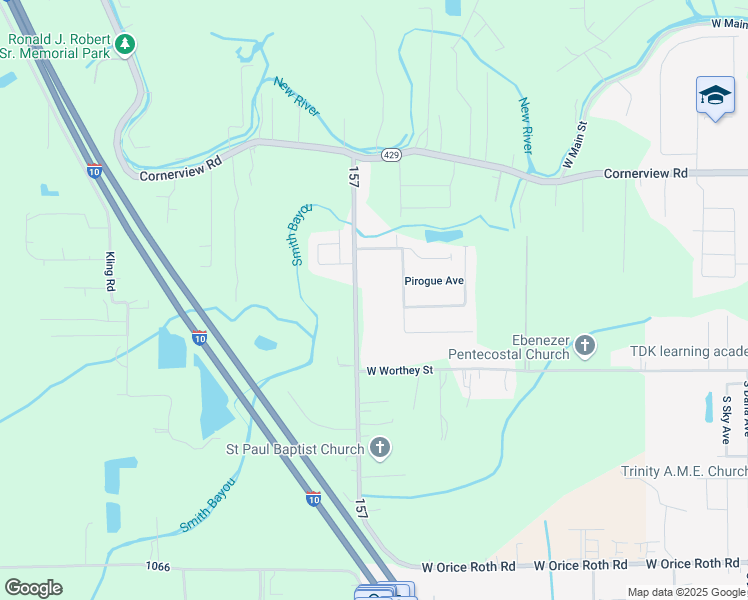 map of restaurants, bars, coffee shops, grocery stores, and more near 11098 Boudreaux Road in Gonzales