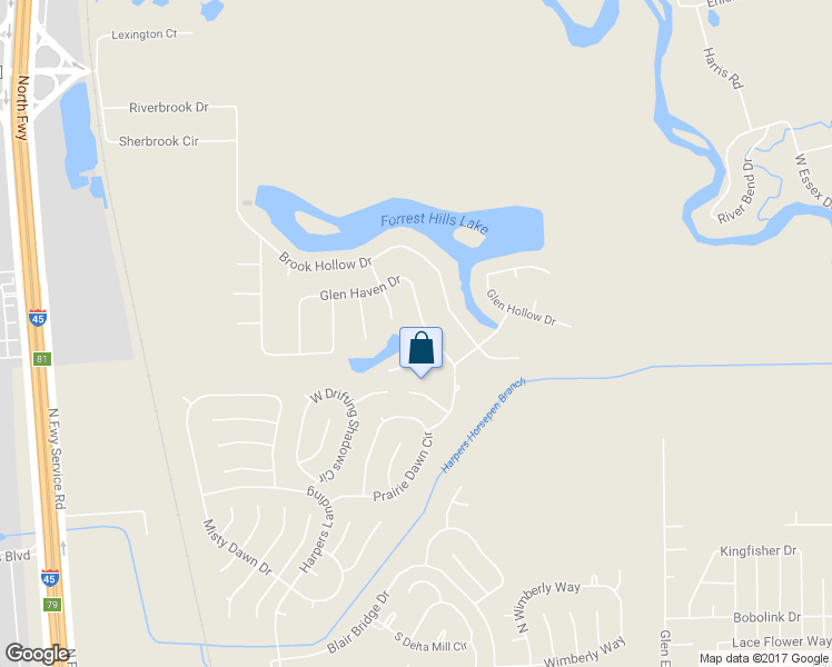 map of restaurants, bars, coffee shops, grocery stores, and more near 708 Glen Haven Drive in Conroe