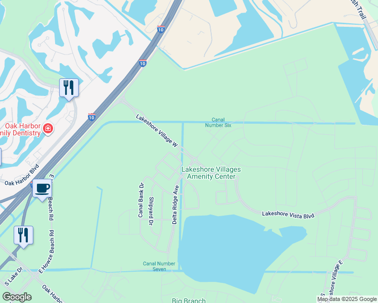map of restaurants, bars, coffee shops, grocery stores, and more near 4995 Lakeshore Village West in Slidell