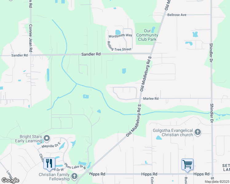 map of restaurants, bars, coffee shops, grocery stores, and more near 9334 Whisper Glen Drive in Jacksonville