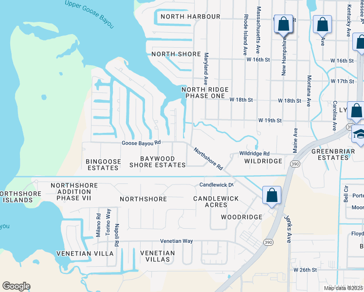 map of restaurants, bars, coffee shops, grocery stores, and more near 4405 Northshore Road in Lynn Haven