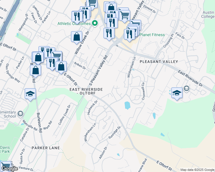 map of restaurants, bars, coffee shops, grocery stores, and more near in Austin