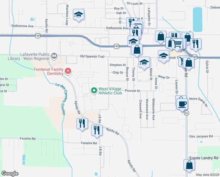 map of restaurants, bars, coffee shops, grocery stores, and more near 1 Provost Street in Scott