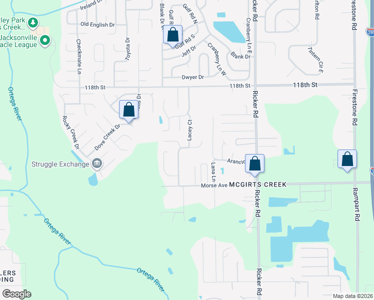 map of restaurants, bars, coffee shops, grocery stores, and more near 7904 Georgia Jack Drive North in Jacksonville