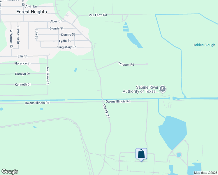 map of restaurants, bars, coffee shops, grocery stores, and more near 9108 Old Texas 87 in Orange