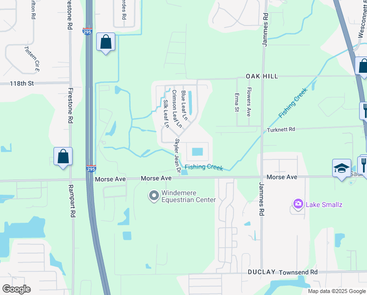 map of restaurants, bars, coffee shops, grocery stores, and more near 6658 Gentle Oaks Drive West in Jacksonville