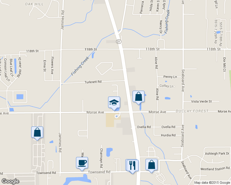 map of restaurants, bars, coffee shops, grocery stores, and more near 6705 Morse Glen Lane in Jacksonville