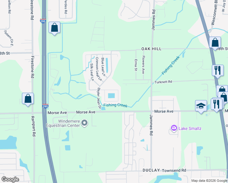 map of restaurants, bars, coffee shops, grocery stores, and more near 6670 Gentle Oaks Drive in Jacksonville