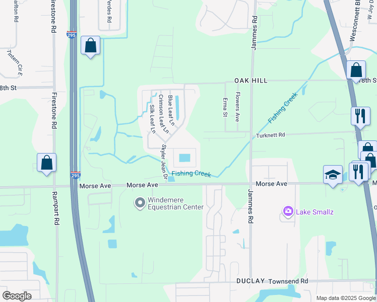 map of restaurants, bars, coffee shops, grocery stores, and more near 6670 Gentle Oaks Drive in Jacksonville