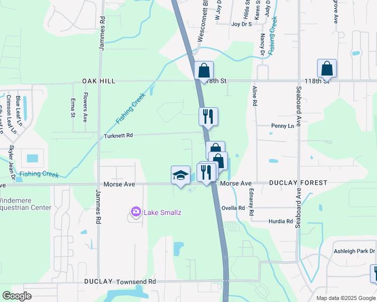 map of restaurants, bars, coffee shops, grocery stores, and more near 6676 Morse Glen Lane in Jacksonville