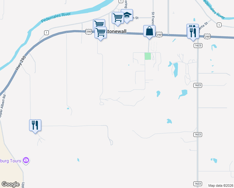 map of restaurants, bars, coffee shops, grocery stores, and more near 727 Cemetery Road in Stonewall