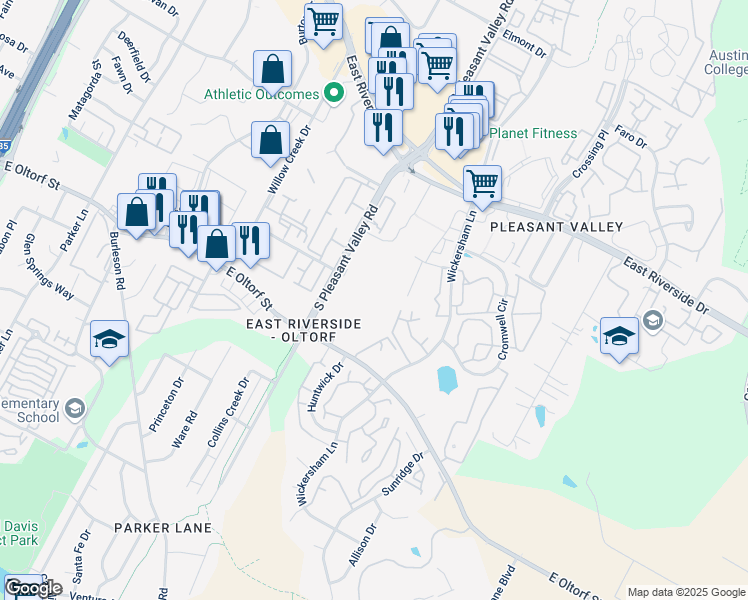 map of restaurants, bars, coffee shops, grocery stores, and more near in Austin