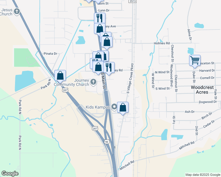 map of restaurants, bars, coffee shops, grocery stores, and more near 1555 U.S. 96 in Lumberton
