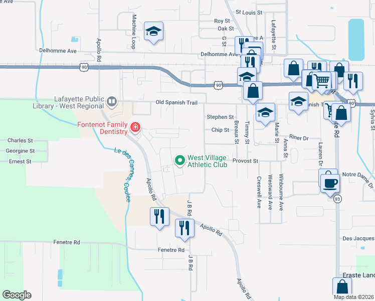 map of restaurants, bars, coffee shops, grocery stores, and more near 1 Provost Street in Scott