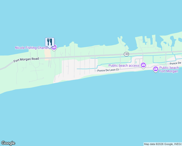 map of restaurants, bars, coffee shops, grocery stores, and more near 403-421 Bernard Court West in Gulf Shores
