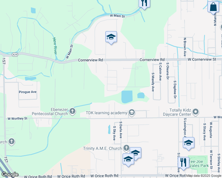 map of restaurants, bars, coffee shops, grocery stores, and more near 39475 Cornerview Road in Gonzales
