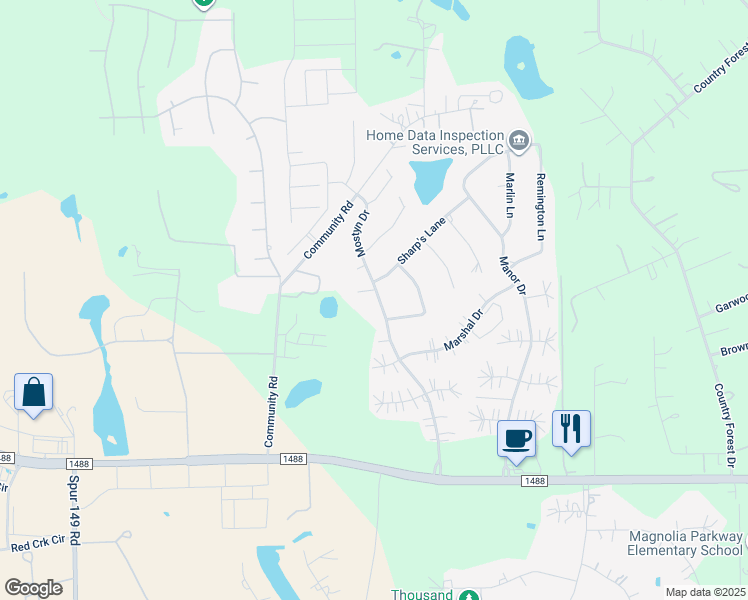 map of restaurants, bars, coffee shops, grocery stores, and more near 12559 Sharp's Lane in Magnolia