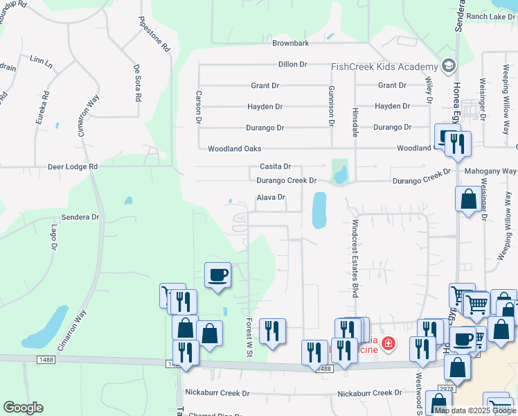 map of restaurants, bars, coffee shops, grocery stores, and more near 7266 Basque Country Drive in Magnolia