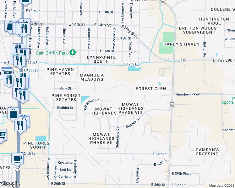 map of restaurants, bars, coffee shops, grocery stores, and more near 1604 Inverness Road in Lynn Haven