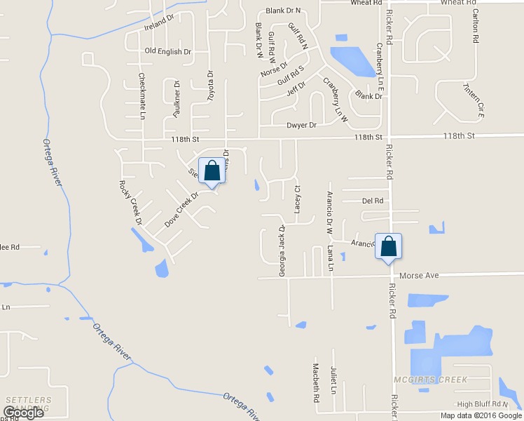 map of restaurants, bars, coffee shops, grocery stores, and more near 6555 Diamond Leaf Court South in Jacksonville