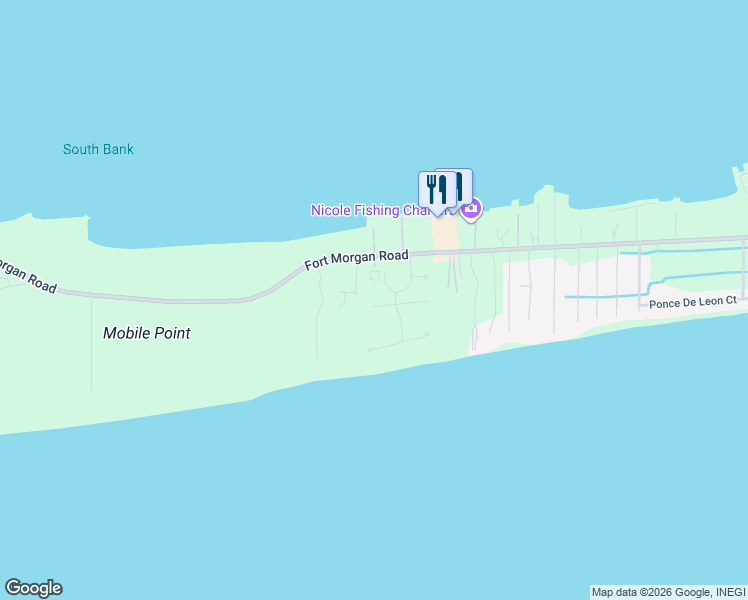 map of restaurants, bars, coffee shops, grocery stores, and more near 1373 Sandy Lane in Gulf Shores