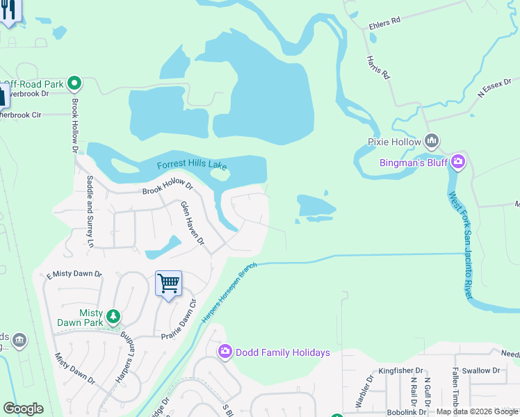 map of restaurants, bars, coffee shops, grocery stores, and more near 813 Glen Hollow Court in Conroe