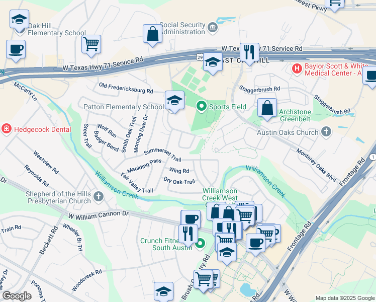 map of restaurants, bars, coffee shops, grocery stores, and more near 5003 Cana Cove in Austin