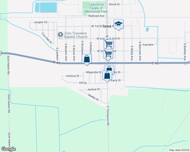 map of restaurants, bars, coffee shops, grocery stores, and more near 106 Pecan Street in Iowa