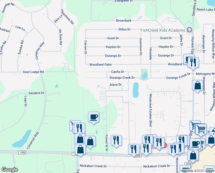 map of restaurants, bars, coffee shops, grocery stores, and more near 7247 Alava Drive in Magnolia