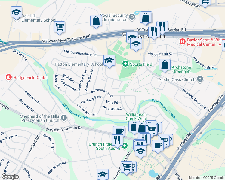 map of restaurants, bars, coffee shops, grocery stores, and more near 5003 Cana Cove in Austin