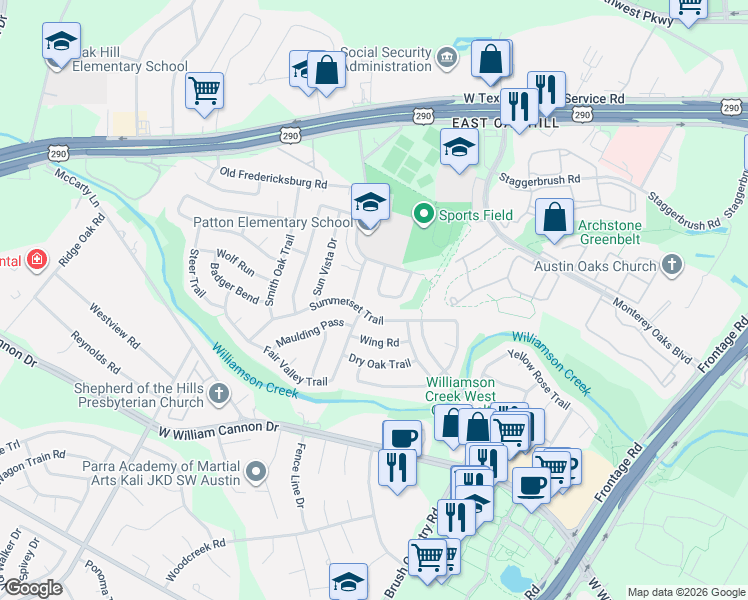 map of restaurants, bars, coffee shops, grocery stores, and more near 5003 Cana Cove in Austin