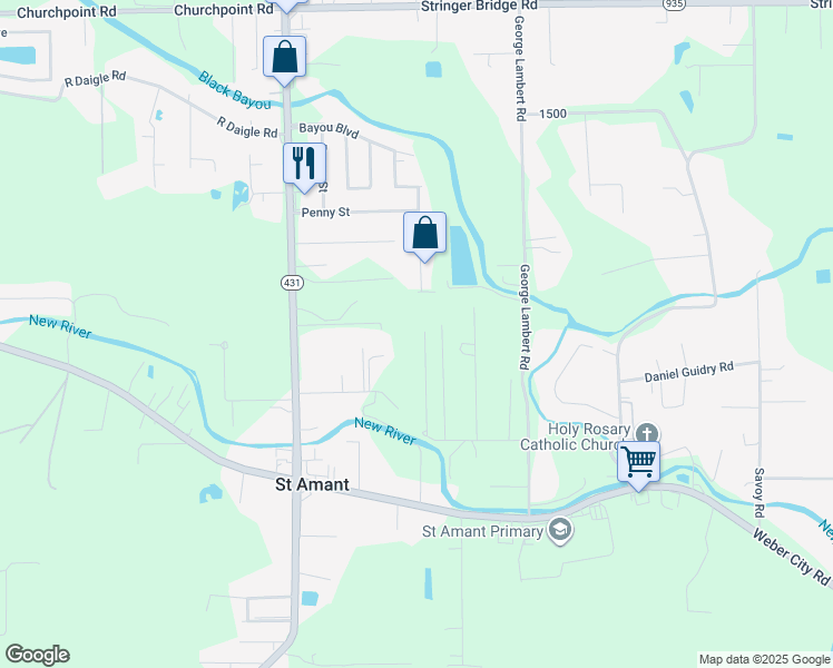 map of restaurants, bars, coffee shops, grocery stores, and more near 11088 A P Stevens Lane in Saint Amant