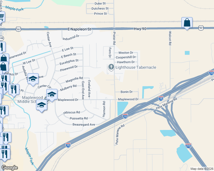 map of restaurants, bars, coffee shops, grocery stores, and more near 937 Prater Rd in Sulphur