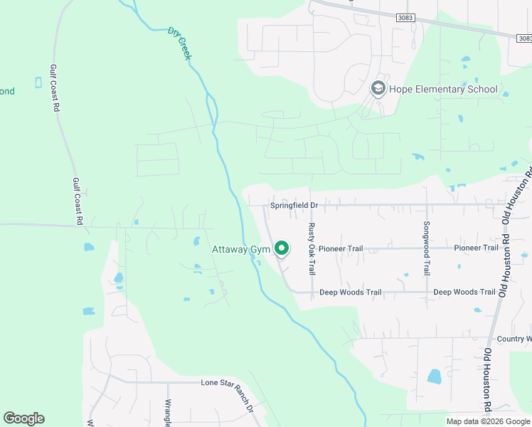 map of restaurants, bars, coffee shops, grocery stores, and more near 16738 Springfield Drive in Conroe