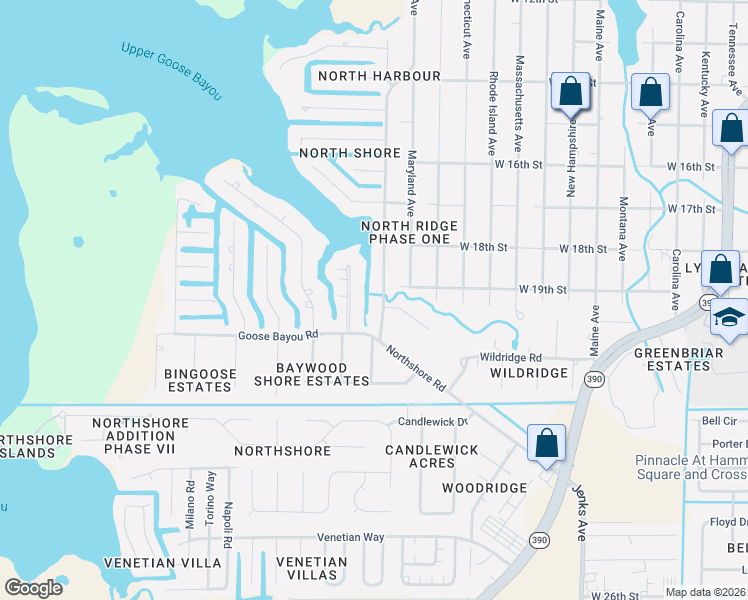 map of restaurants, bars, coffee shops, grocery stores, and more near 4439 Northshore Road in Lynn Haven