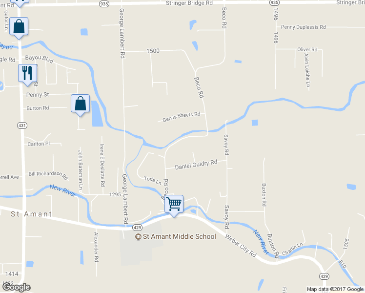 map of restaurants, bars, coffee shops, grocery stores, and more near 11170 Beco Road in Saint Amant