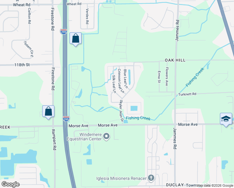 map of restaurants, bars, coffee shops, grocery stores, and more near 6550 Silk Leaf Ln in Jacksonville
