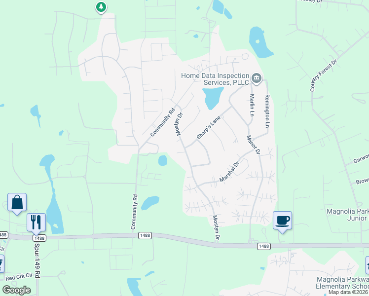 map of restaurants, bars, coffee shops, grocery stores, and more near 12602 Mostyn Drive in Magnolia