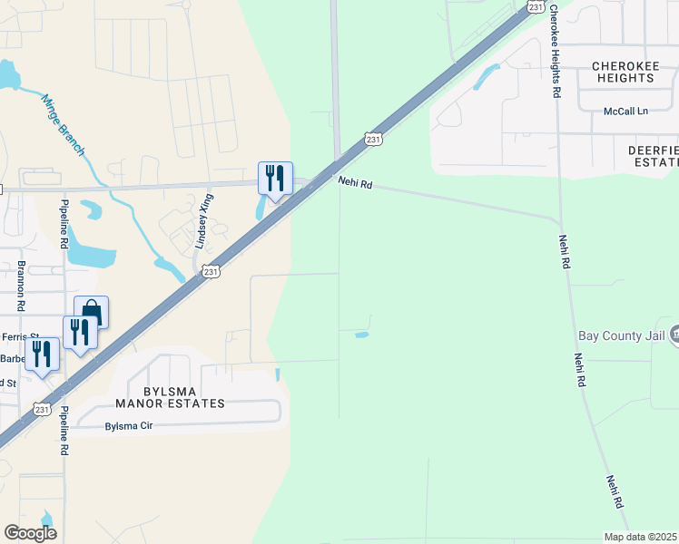 map of restaurants, bars, coffee shops, grocery stores, and more near 4415 College Station Road in Panama City