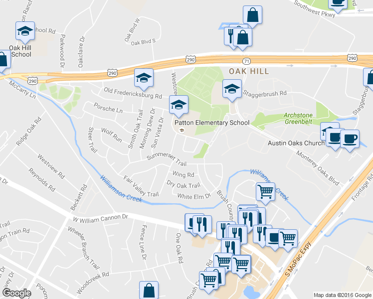 map of restaurants, bars, coffee shops, grocery stores, and more near 5003 Cana Cove in Austin
