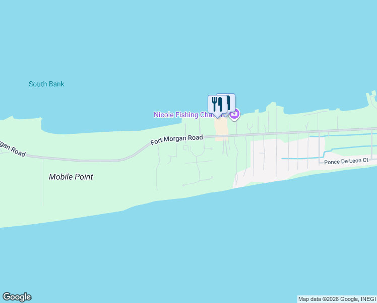 map of restaurants, bars, coffee shops, grocery stores, and more near 1373 Sandy Lane in Gulf Shores