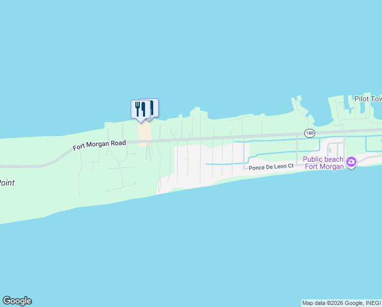map of restaurants, bars, coffee shops, grocery stores, and more near 397 Boykin Court South in Gulf Shores